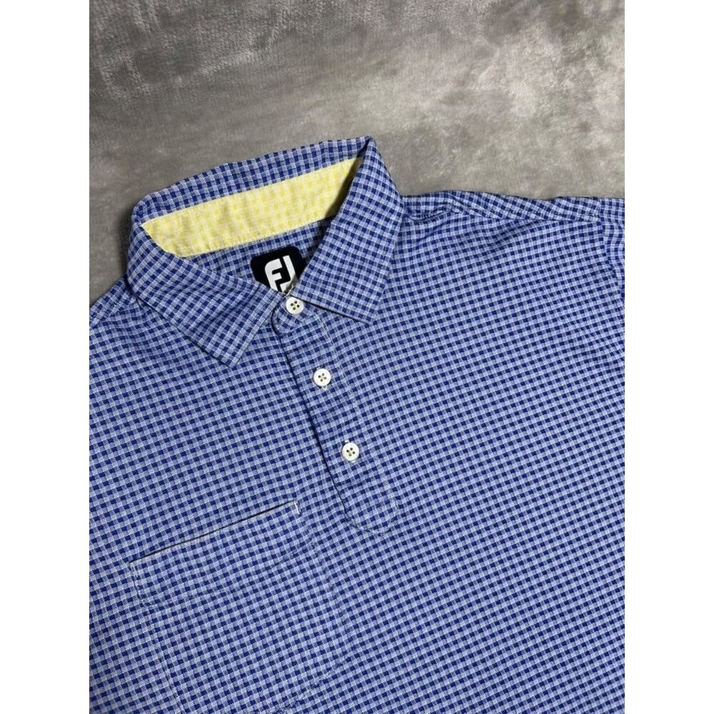 FootJoy Polo Shirt Men Large Gingham Golf Casual Short Sleeve Outdoor